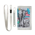 thumbnail image 1 of JIALIOU Nylon Trifold Card Wallet with ID Window Zipper Pocket for Men Women Teen Elephants Birds, 1 of 7