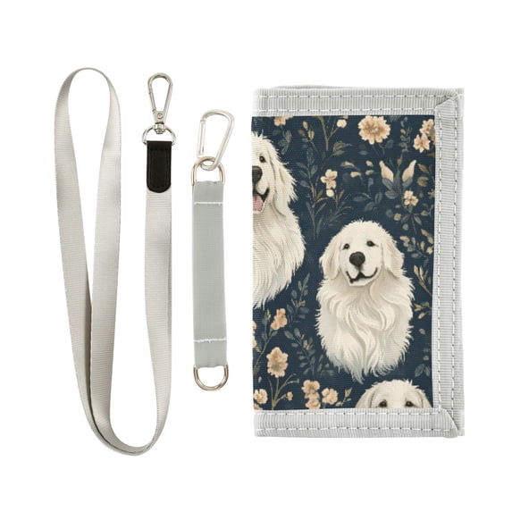 JIALIOU Nylon Trifold Card Wallet with ID Window Zipper Pocket for Men Women Teen Golden Retriever Flower Pattern