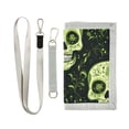 thumbnail image 1 of JIALIOU Nylon Trifold Card Wallet with ID Window Zipper Pocket for Men Women Teen Green Skull and Leaves, 1 of 7