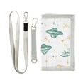 thumbnail image 1 of JIALIOU Nylon Trifold Card Wallet with ID Window Zipper Pocket for Men Women Teen Green Yellow Ufo, 1 of 7