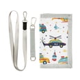 thumbnail image 1 of JIALIOU Nylon Trifold Card Wallet with ID Window Zipper Pocket for Men Women Teen Hand Drawn Car Helicopter, 1 of 7