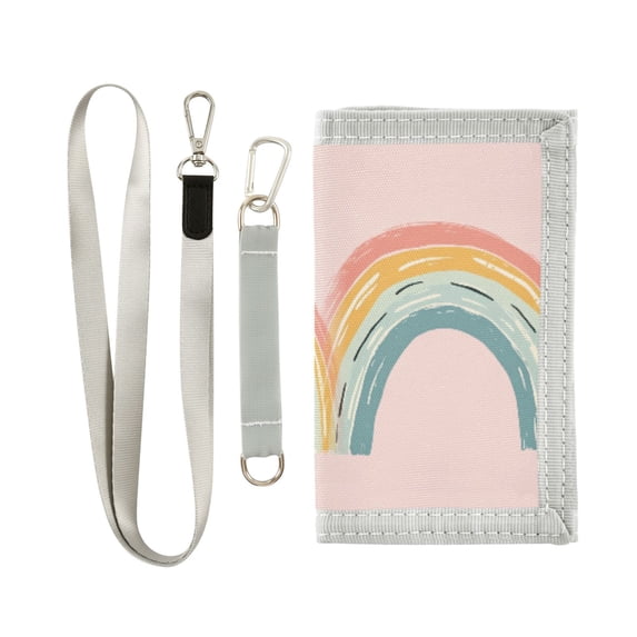 JIALIOU Nylon Trifold Card Wallet with ID Window Zipper Pocket for Men Women Teen Hand-painted Rainbow