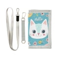 thumbnail image 1 of JIALIOU Nylon Trifold Card Wallet with ID Window Zipper Pocket for Men Women Teen Hello Cat Face, 1 of 7