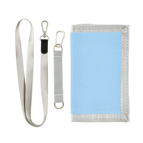 JIALIOU Nylon Trifold Card Wallet with ID Window Zipper Pocket for Men Women Teen Light Sky Blue