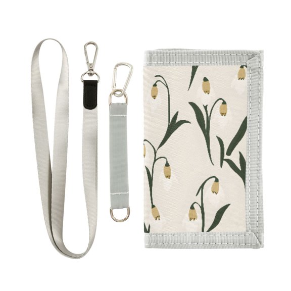 JIALIOU Nylon Trifold Card Wallet with ID Window Zipper Pocket for Men Women Teen Minimalist Snowdrop