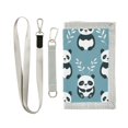 thumbnail image 1 of JIALIOU Nylon Trifold Card Wallet with ID Window Zipper Pocket for Men Women Teen Pandas Sitting and Leaf, 1 of 7