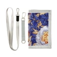thumbnail image 1 of JIALIOU Nylon Trifold Card Wallet with ID Window Zipper Pocket for Men Women Teen Pink Blue Flowers Embroidery, 1 of 7