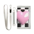 thumbnail image 1 of JIALIOU Nylon Trifold Card Wallet with ID Window Zipper Pocket for Men Women Teen Pink Heart on Checkered, 1 of 7
