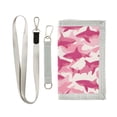 thumbnail image 1 of JIALIOU Nylon Trifold Card Wallet with ID Window Zipper Pocket for Men Women Teen Pink Shark Silhouette, 1 of 7