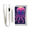 thumbnail image 1 of JIALIOU Nylon Trifold Card Wallet with ID Window Zipper Pocket for Men Women Teen Pixel Octopus, 1 of 7