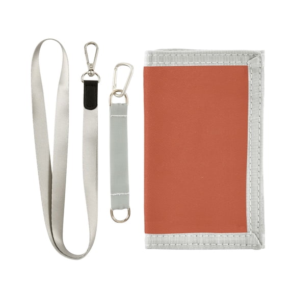 JIALIOU Nylon Trifold Card Wallet with ID Window Zipper Pocket for Men Women Teen Rust Red