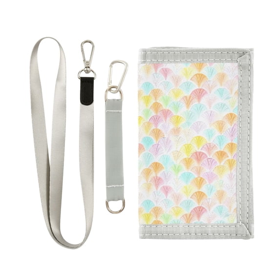 JIALIOU Nylon Trifold Card Wallet with ID Window Zipper Pocket for Men Women Teen Soft Pastel Rainbow Lemon