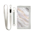 thumbnail image 1 of JIALIOU Nylon Trifold Card Wallet with ID Window Zipper Pocket for Men Women Teen Soft Pink Gold White Marble, 1 of 7