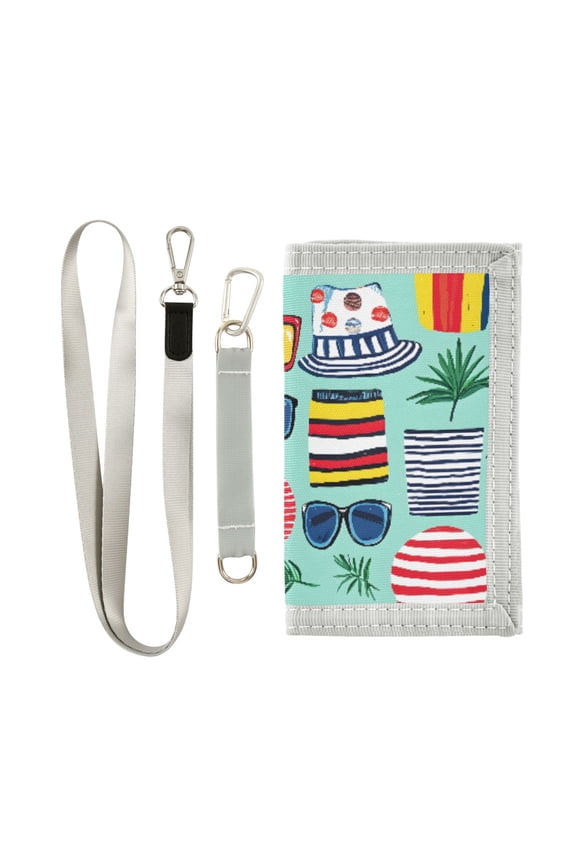 Nylon Trifold Card Wallet with ID Window Zipper Pocket for Men Women Teen Summer Sunglasses Hats Bags