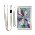 thumbnail image 1 of JIALIOU Nylon Trifold Card Wallet with ID Window Zipper Pocket for Men Women Teen Violet Red Floral Stained Glass, 1 of 7