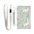 thumbnail image 1 of JIALIOU Nylon Trifold Card Wallet with ID Window Zipper Pocket for Men Women Teen White Horses and Flower, 1 of 7
