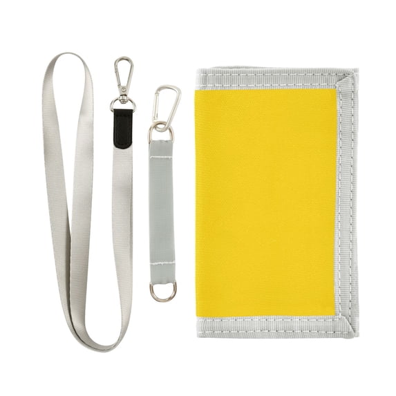 JIALIOU Nylon Trifold Card Wallet with ID Window Zipper Pocket for Men Women Teen Yellow