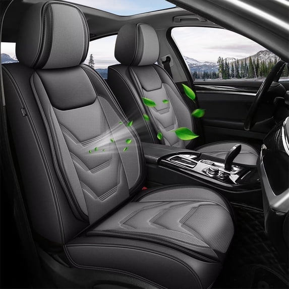 JIAMAOXIN Car 5-Seat Covers Front & Rear Full Set Faux Leather Universal SUV Sedan Seat Cushion Protector Waterproof