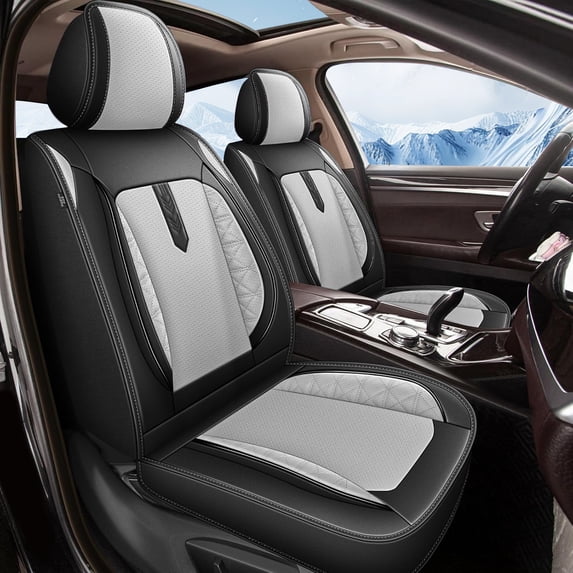 JIAMAOXIN Car 5-Seat Covers Front & Rear Full Set Faux Leather Universal SUV Sedan Seat Cushion Protector Waterproof