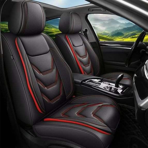 JIAMAOXIN Car 5-Seat Covers Front & Rear Full Set Faux Leather Universal SUV Sedan Seat Cushion Protector Waterproof