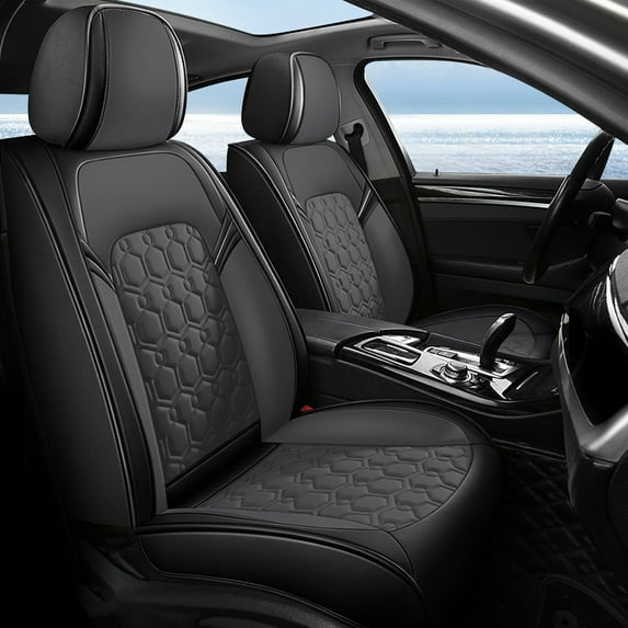 JIAMAOXIN Car Seat Cover Fit for Hyundai Venue 2020-2024 5-Seat Faux Leather Full Set Waterproof (Black&Gray)