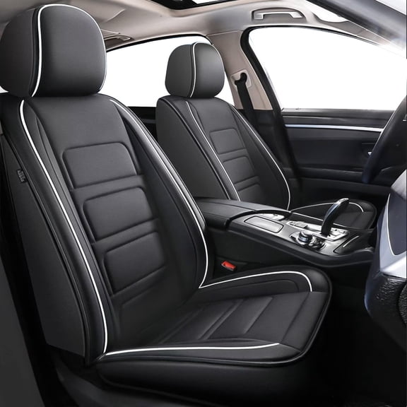 JIAMAOXIN Car Seat Covers Fit for Chevrolet Suburban 2009-2024 Waterproof Leather Seat Covers Cushion Comfort Car Seat Protector Compatible Airbag Black,Front Set(2 Seats)