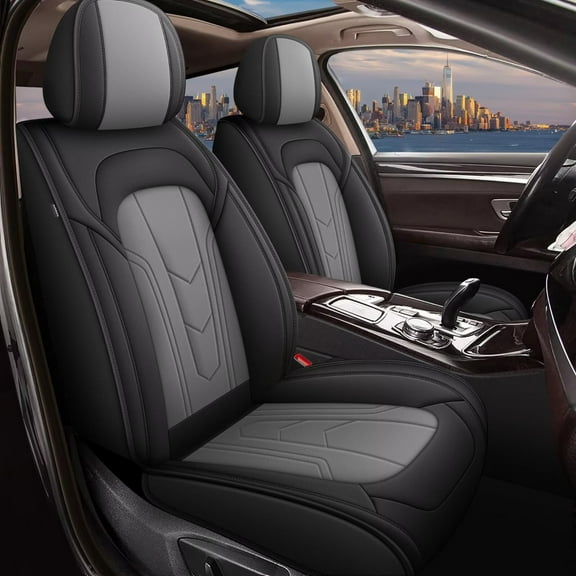 JIAMAOXIN Car Seat Covers Fit for Hyundai Veracruz 2007-2012: Full Set Leather Seat Covers Waterproof Airbag Compatible Automotive Seat Cushion Protector(5 Seats,Black&Gray)