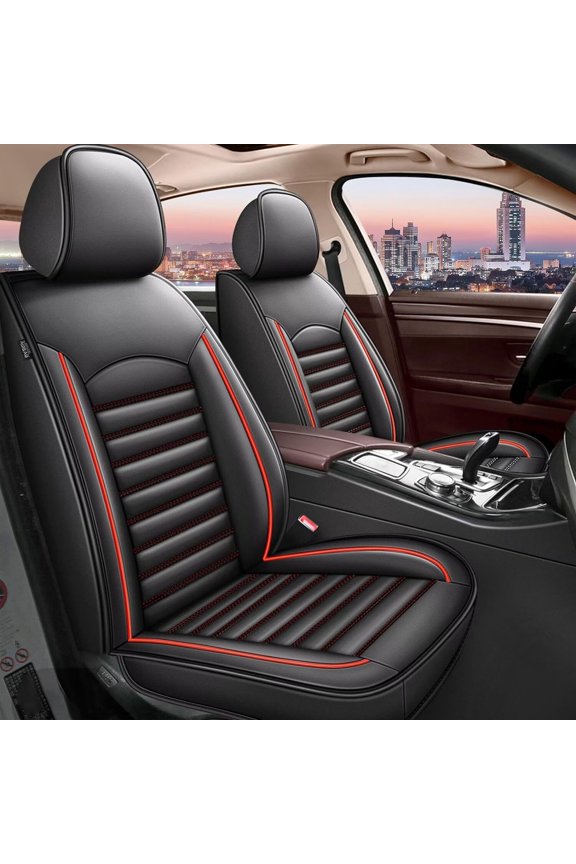 Car Seat Covers Fit for Honda Accord 2007-2017 Custom Breathable Faux Leather Car Seat Cover Protectors (Only 2 Front Seat Cover,Black&Red)