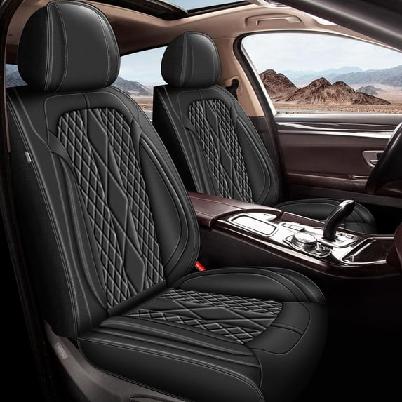 JIAMAOXIN Car Seat Covers Front Seats Fit for Toyota Tundra 2003-2013 Waterproof Breathable Faux Leather Car Seat Cushion (2 Seat Covers Black)