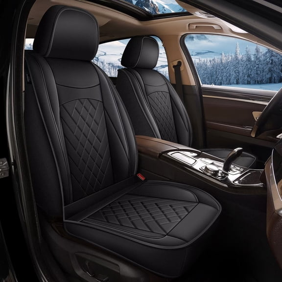JIAMAOXIN Car Seat Covers Full Set Fit for VW Passat 2002-2024 2025: Waterproof Leather Automotive Seat Cushion Protector With Airbag Compatible(Black&Beige)