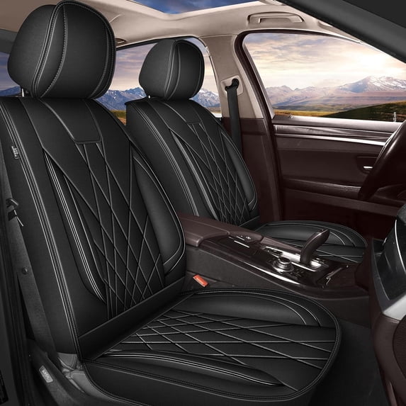JIAMAOXIN Car Seat Covers Full Set for Ford C-Max Hybrid/ Energi 2013-2018, Faux Leather Seat Covers Waterproof Anti-Slip Seat Cushion Protector (5 Seats&Black)