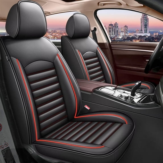 JIAMAOXIN Car Seat Covers Full Set for 2007-2023 Lexus RX 350, Faux Leather Seat Covers Waterproof Cushion Protector (5 Seats,BlackRed Line)