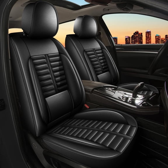 JIAMAOXIN Car Seat Covers Full Set for Subaru Legacy 2001-2025, Faux Leather Covers Cushion Protector (5 Seats, Black)