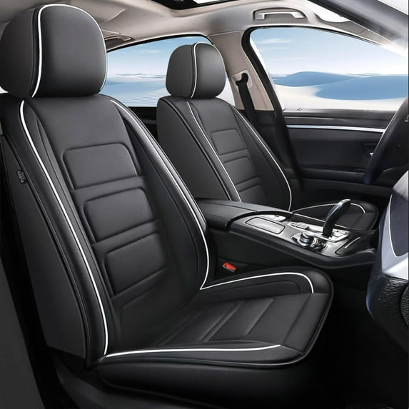 JIAMAOXIN Full Set Car Seat Covers, 5 Seats Fuax Leather Seat Covers Protector for Ford Escape 2001-2024 (5 Seats Full Set, Black)