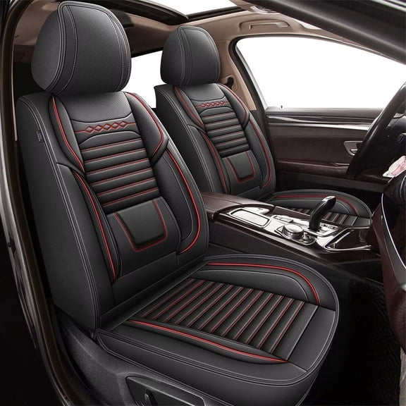 JIAMAOXIN Full Set Seat Covers for Ford EcoSport 2018-2022, Waterproof Faux Leather Car Seat Covers Vehicle Protector Cushion for Auto Interior Accessories(Redline)