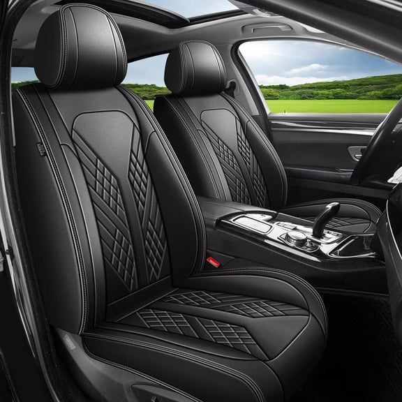 JIAMAOXIN Seat Covers for Car Full Set Fit for Hyundai Tucson 2005-2024 Leather Seat Covers Breathable Waterproof Seat Protectors Automotive Seat Cushion with Airbag Compatible (5 Seats, Black)