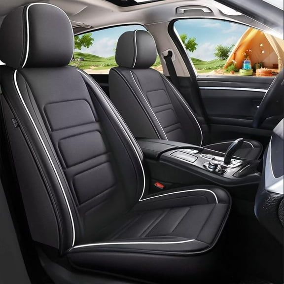 JIAMAOXIN Seat Covers Fit For Toyota Prius Prime 2017-2024 5 Seats Car PU Leather Full Set Seat Covers Protector （Black）