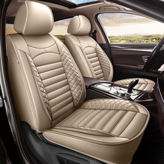 JIAMAOXIN Seat Covers for Cars Leather Waterproof Universal Fit for Ford Escape 2001-2024 (5 Seats,Beige)