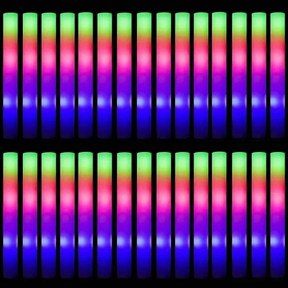 JIAN YA NA 100PCS LED Light up Foam Sticks, 18 inch Flashing Glow ...