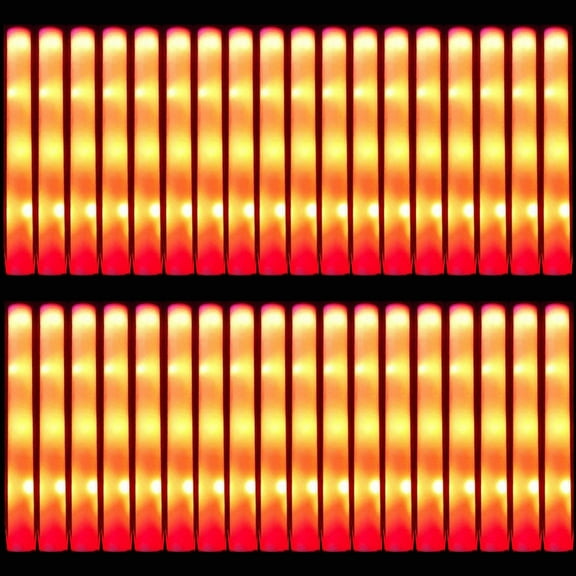JIAN YA NA 100PCS LED Light up Foam Sticks, 18 inch Flashing Glow Sticks for Rave Party Concert Wedding (Red)
