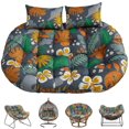 thumbnail image 1 of JIAN YA NA 2-Person Hanging Chair Cushion, Outdoor Double Egg Chair Seat Pads with 2 Headrest Pillows, Waterproof Oxford Fabric Swing Cushions for Garden Patio Porch (Flowers), 1 of 8