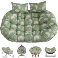 thumbnail image 1 of JIAN YA NA 2-Person Hanging Chair Cushion, Outdoor Double Egg Chair Seat Pads with 2 Headrest Pillows, Waterproof Oxford Fabric Swing Cushions for Garden Patio Porch (Ginkgo Leaves), 1 of 8