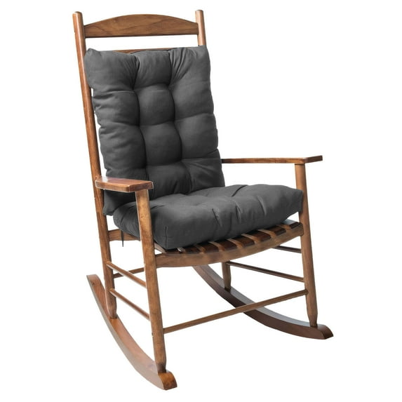 JIAN YA NA 2 Piece Set Non-Slip Rocking Chair Cushions with Thick Padding Includes Seat Pad & Back Pillow with Ties for Living Room Rocker(Dark Gray)