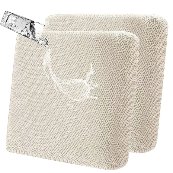 JIAN YA NA 2-Piece Waterproof Cushion Covers Replacement, Outdoor Patio Sofa Seat Cushion Slipcovers, Elastic Outdoor Furniture Protector (Beige)