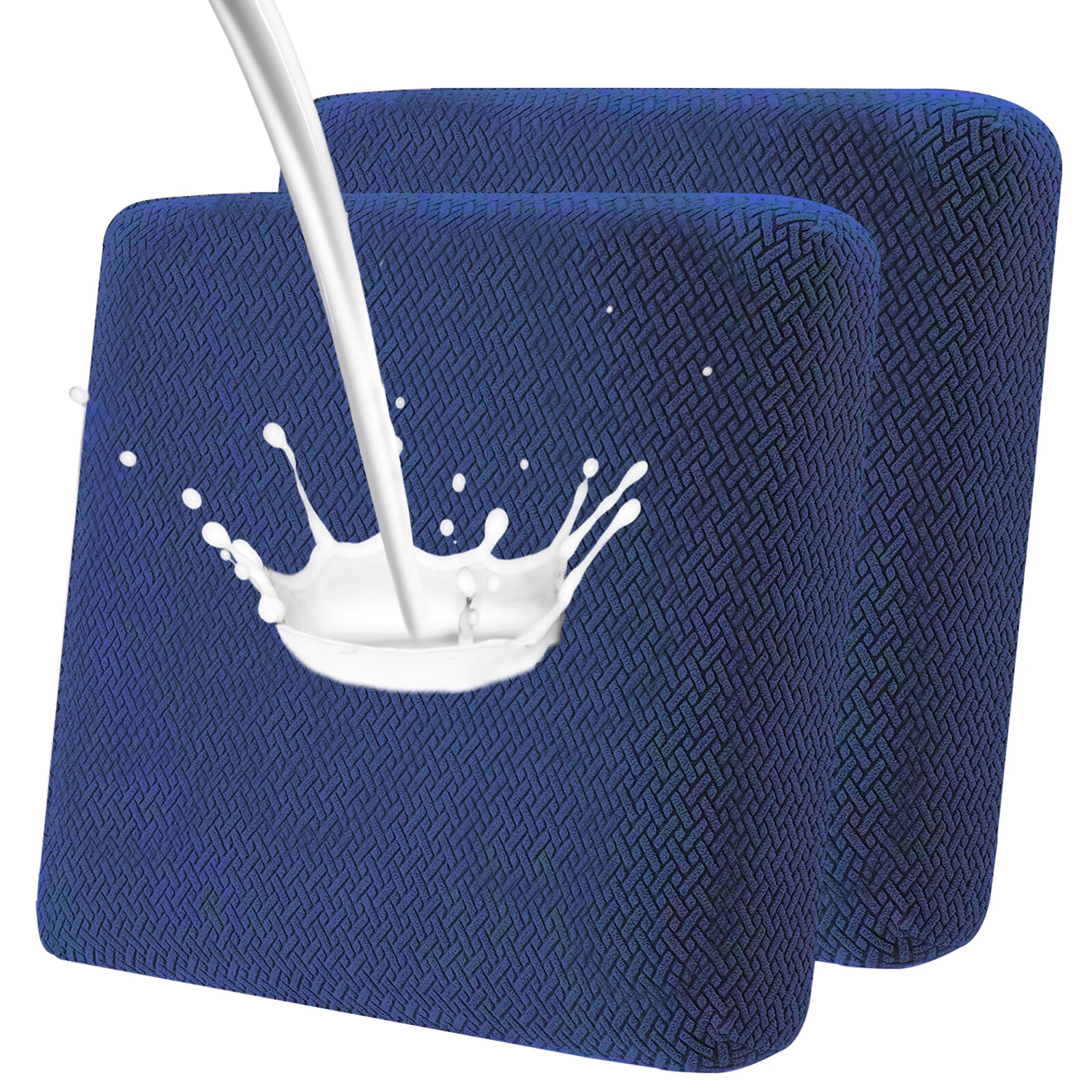 JIAN YA NA 2-Piece Waterproof Cushion Covers Replacement, Outdoor Patio Sofa Seat Cushion Slipcovers, Elastic Outdoor Furniture Protector (Navy blue)