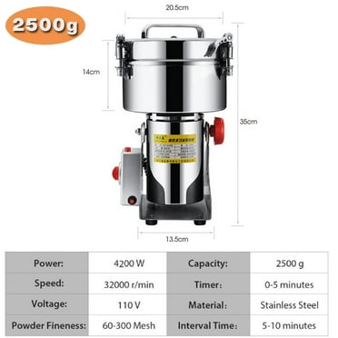JIAN YA NA 2500g Electric Herb Grain Grinder Cereal Wheat Powder Grinding Flour Mill Machine,4200W High Speed Stainless Steel Grinder Grinding Machine