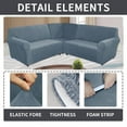 thumbnail image 1 of JIAN YA NA 3 Piece L Shape Velvet Stretch Sofa Cover Corner Sectional Couch Protector(5 Seater ,Grey Blue), 1 of 5