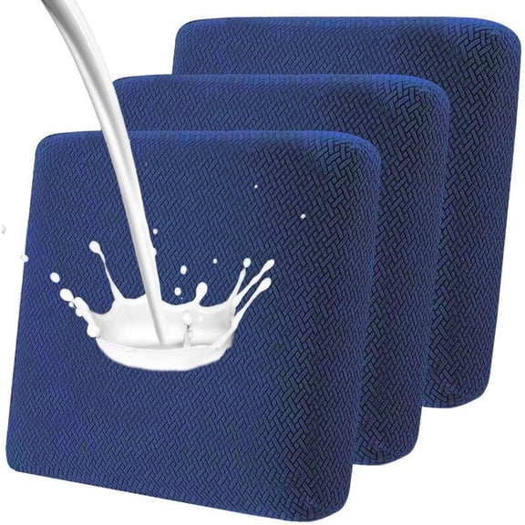 JIAN YA NA 3-Piece Waterproof Cushion Covers Replacement, Outdoor Patio Sofa Seat Cushion Slipcovers, Elastic Outdoor Furniture Protector (Navy blue)