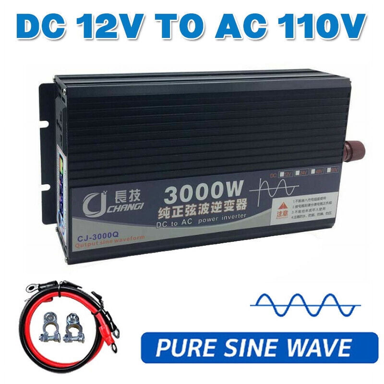 JIAN YA NA 3000W Pure Sine Wave Power Inverter DC 12V to AC 110V Converter for Car, Truck, Home, Vehicles, Boat, Power Converter