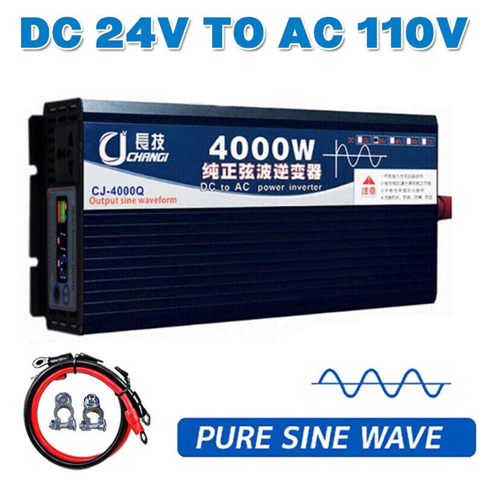 JIAN YA NA 4000W Pure Sine Wave Power Inverter DC 24V to AC 110V Converter for Car, Truck, Home, Vehicles, Boat, Power Converter